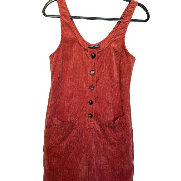 ModCloth As You Wish Jumpsuit Cropped Wide Leg Overalls Corduroy Pink Size Small - Picture 4 of 11